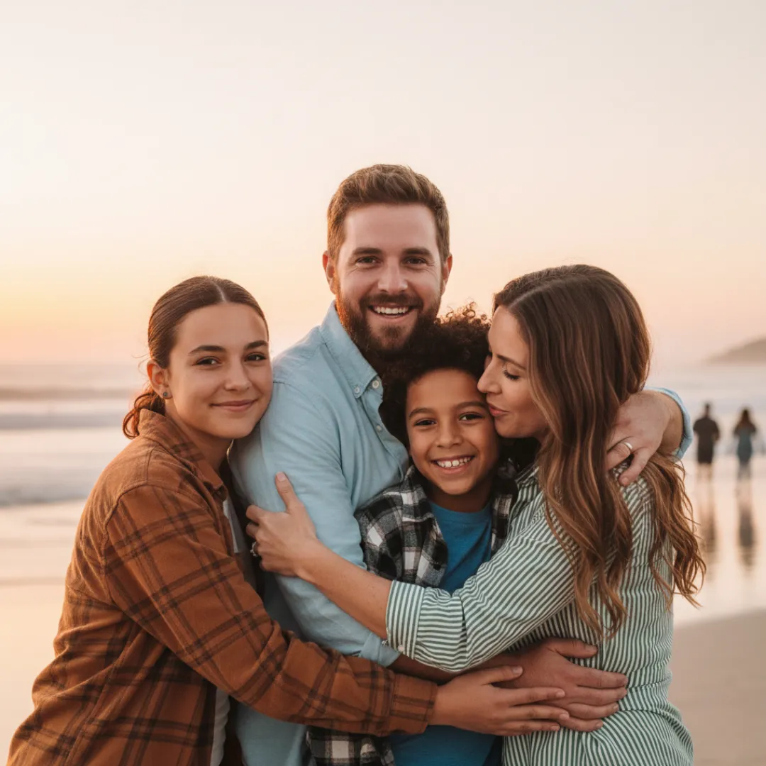Family portrait smiling together