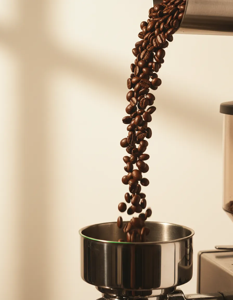Professional espresso machine with premium coffee setup