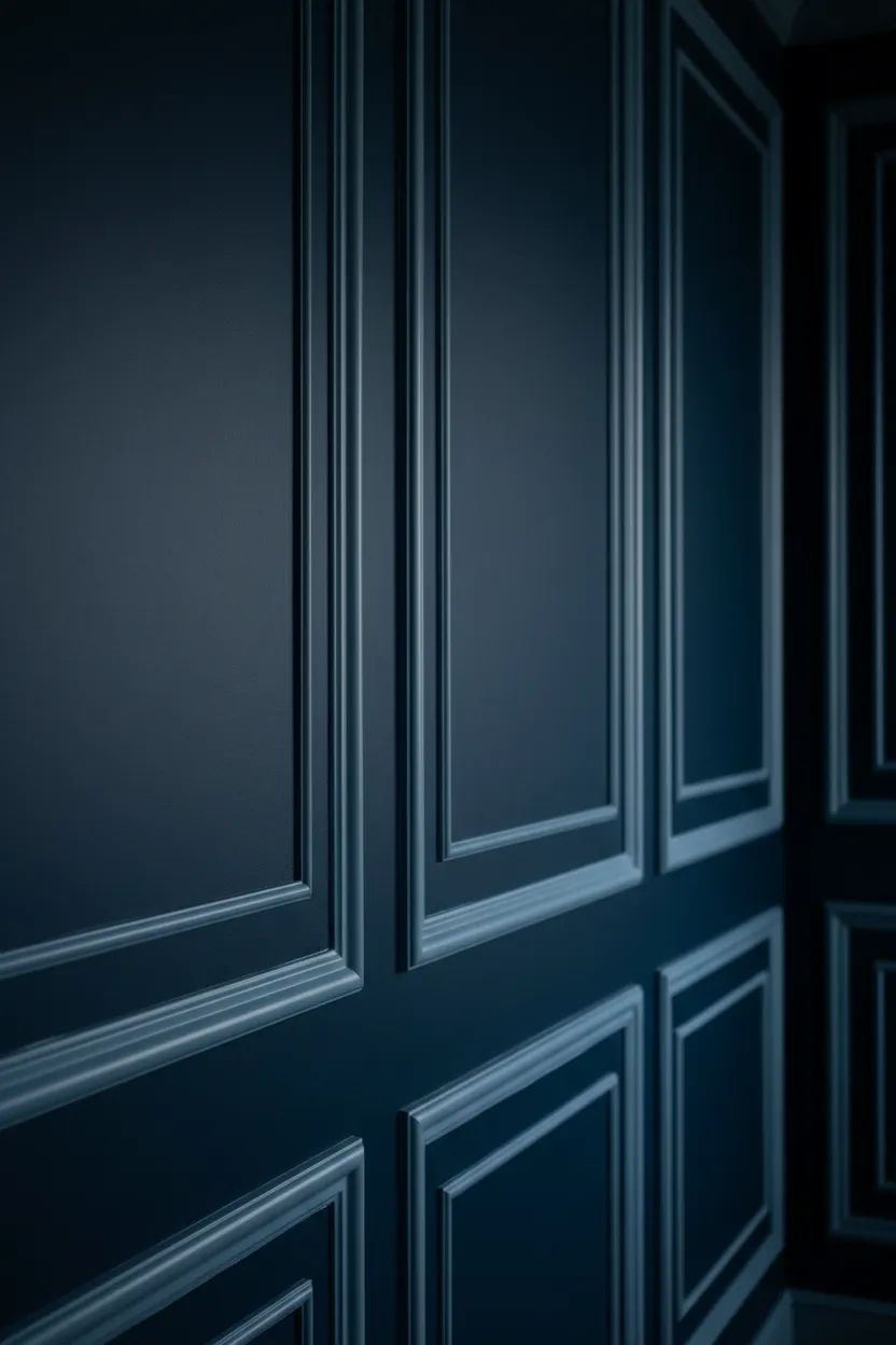 Detailed view of luxury wall panelling and mouldings