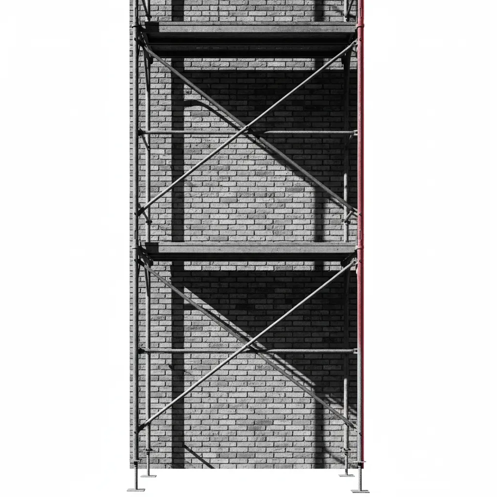 Monochrome rendering of precise brickwork and structural construction