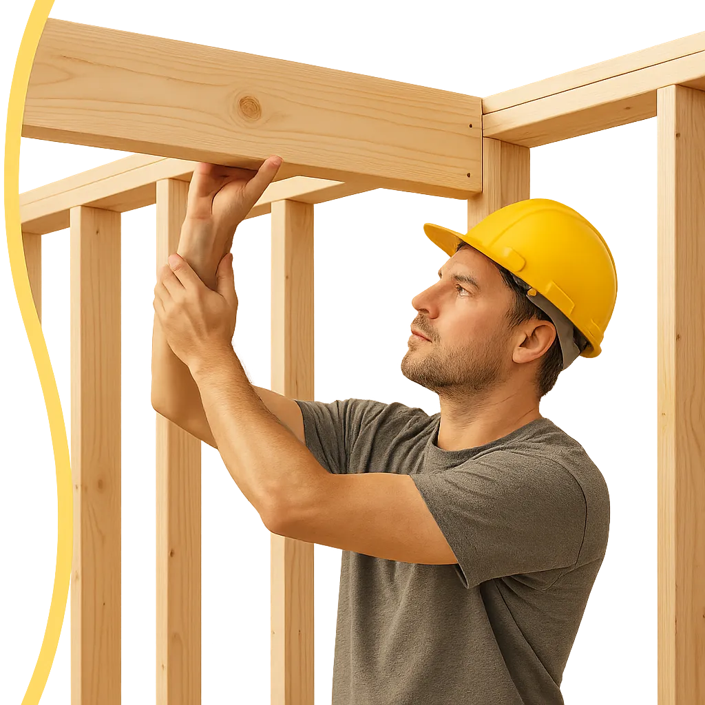 Quality construction site showing building framing