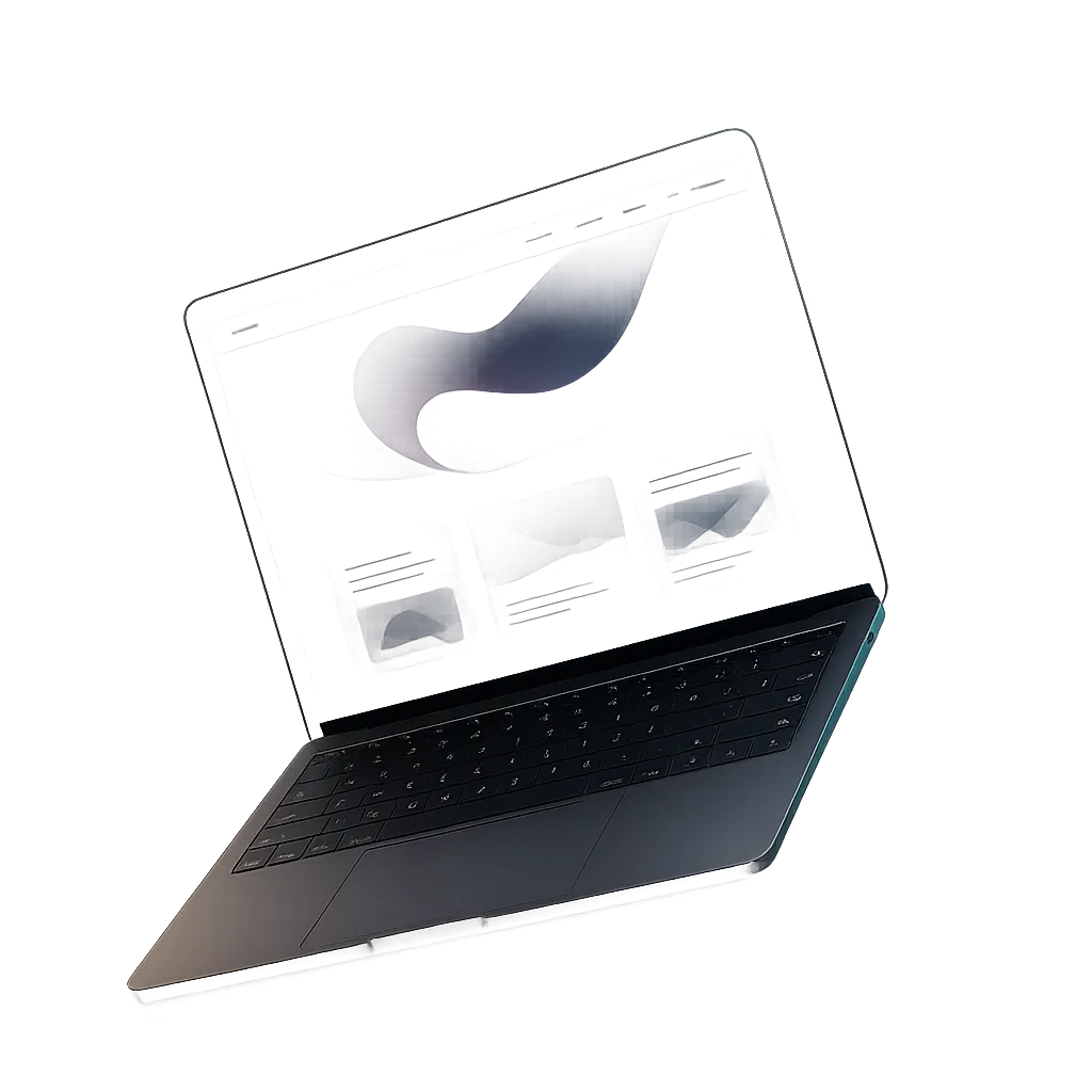 Sleek modern laptop mockup showcasing custom SEO-optimized website design