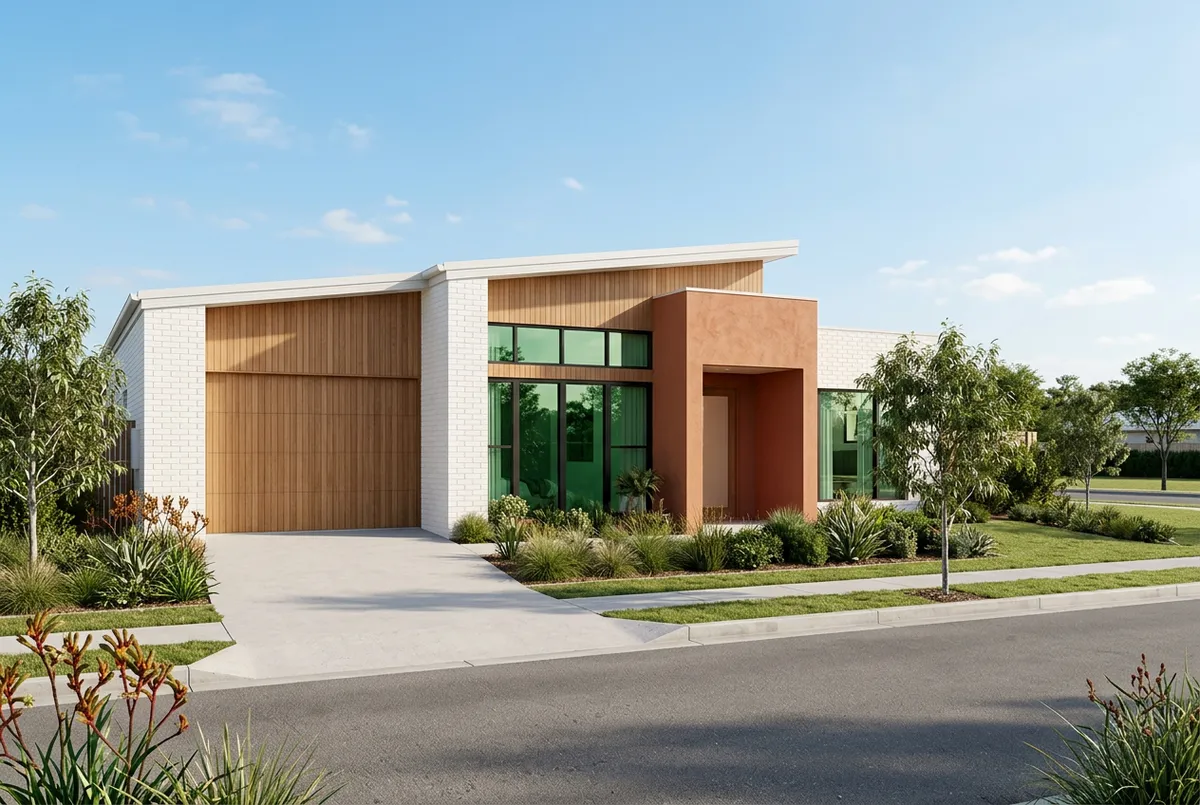 Bright contemporary architectural home facade render in Ripley Valley corridor