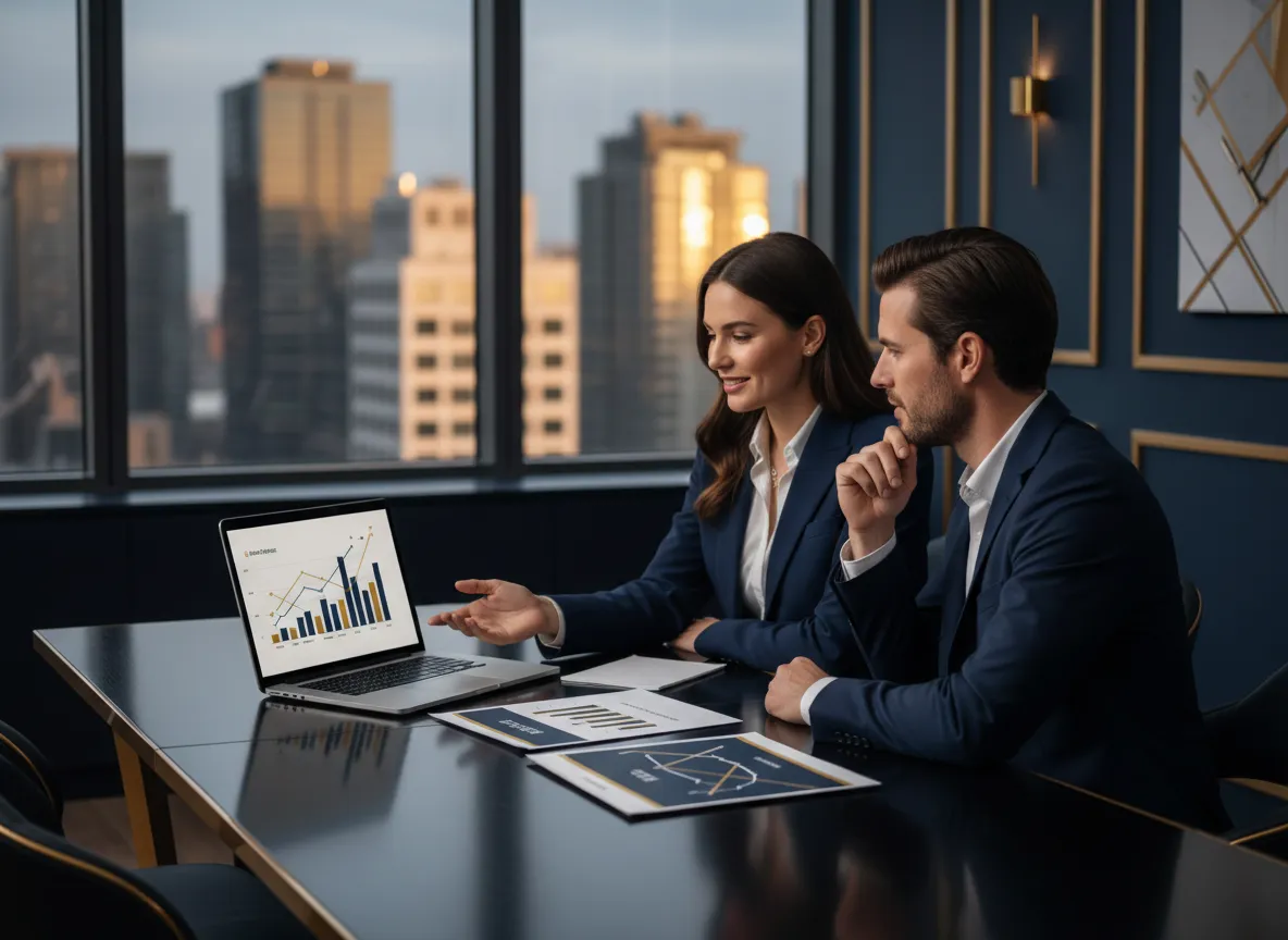 Financial advisor guiding clients through a strategy session