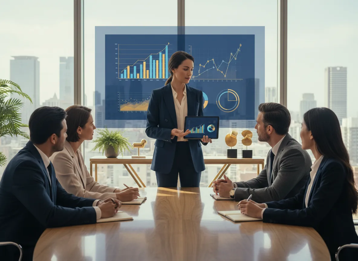 Financial planning strategy meeting around a table