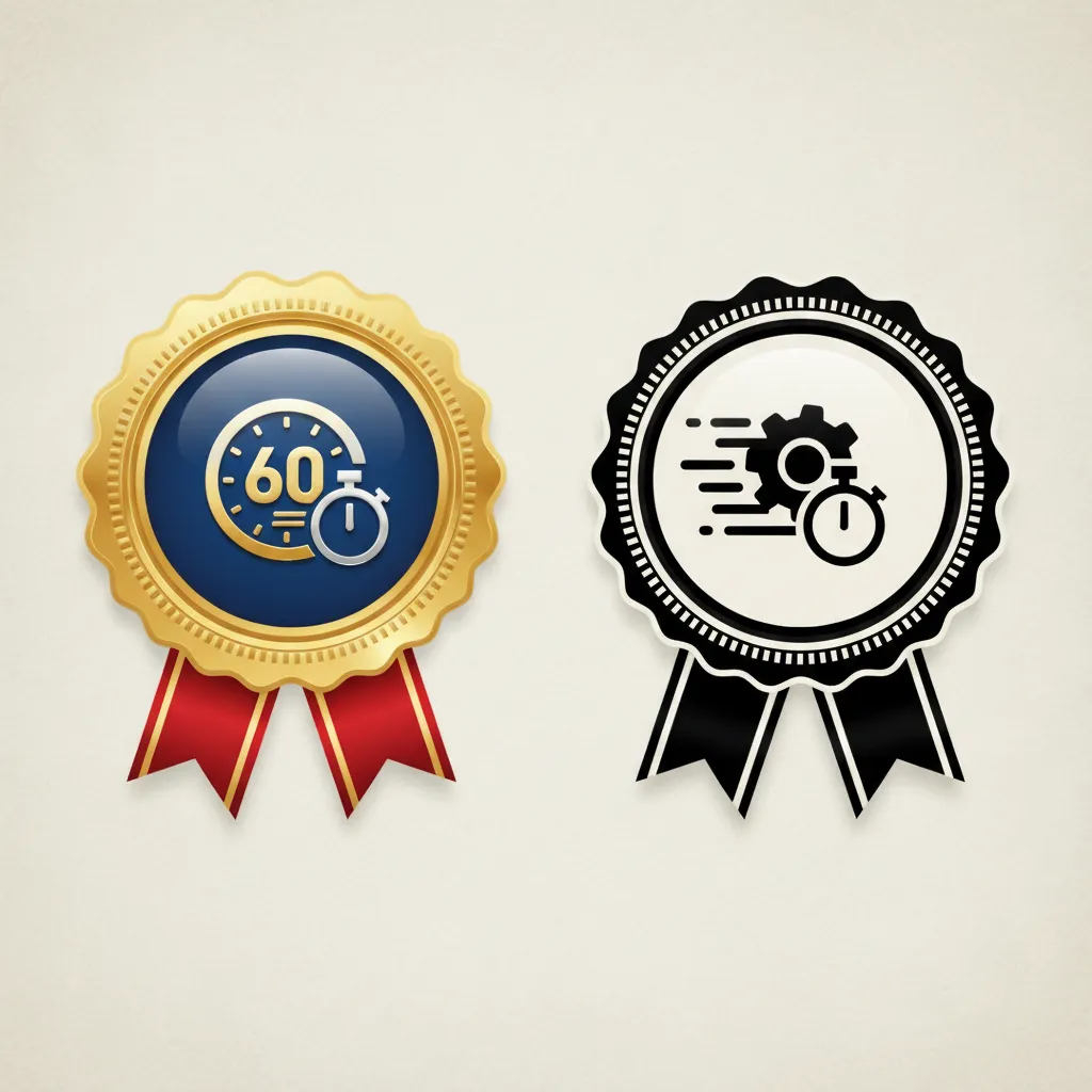 60-minute product money-back guarantee badge