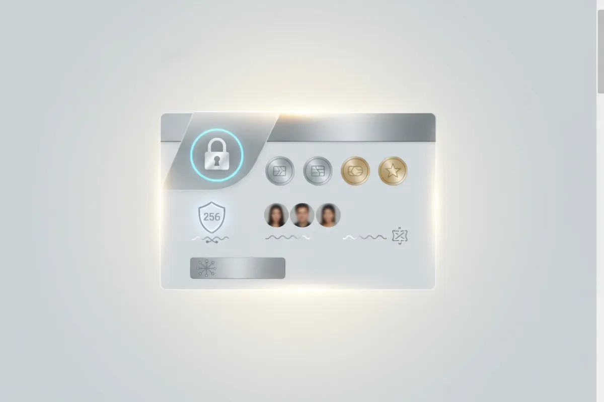 Secure checkout card with social proof badges and 256-bit encryption icon