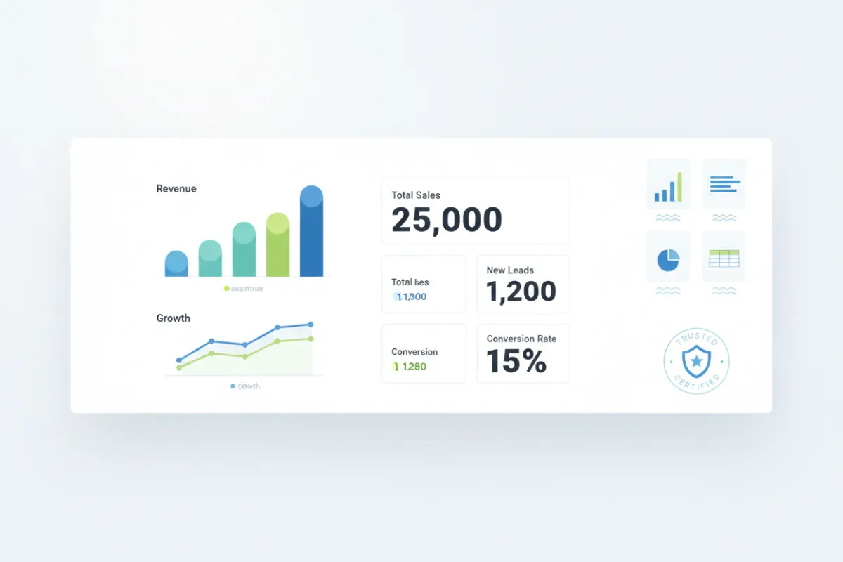 Detailed sales dashboard screenshot with revenue graphs and metrics.