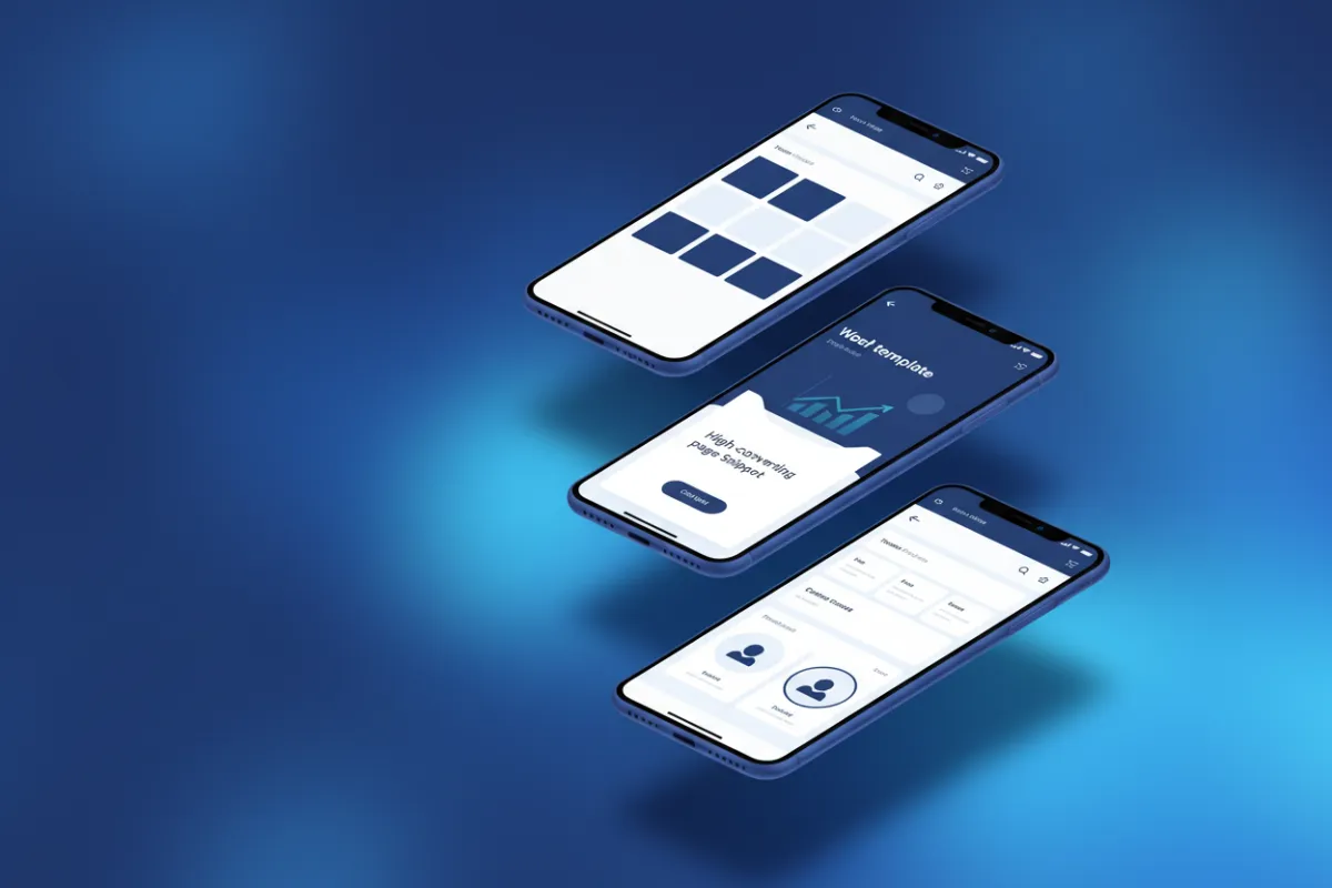 Three angled app screenshots showing RapidPrompt template outputs and high-converting page snippets.