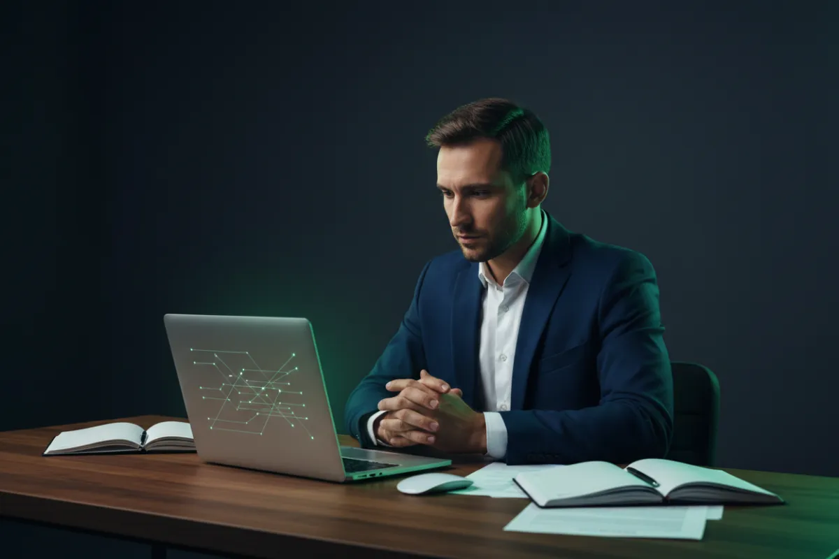 Empresario enfocado en crecimiento empresarial sin burocracia