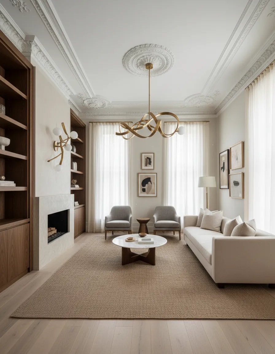 Renovated historic brownstone living space