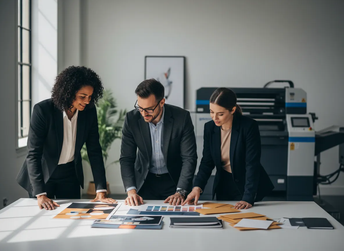 SKR team reviewing print proofs
