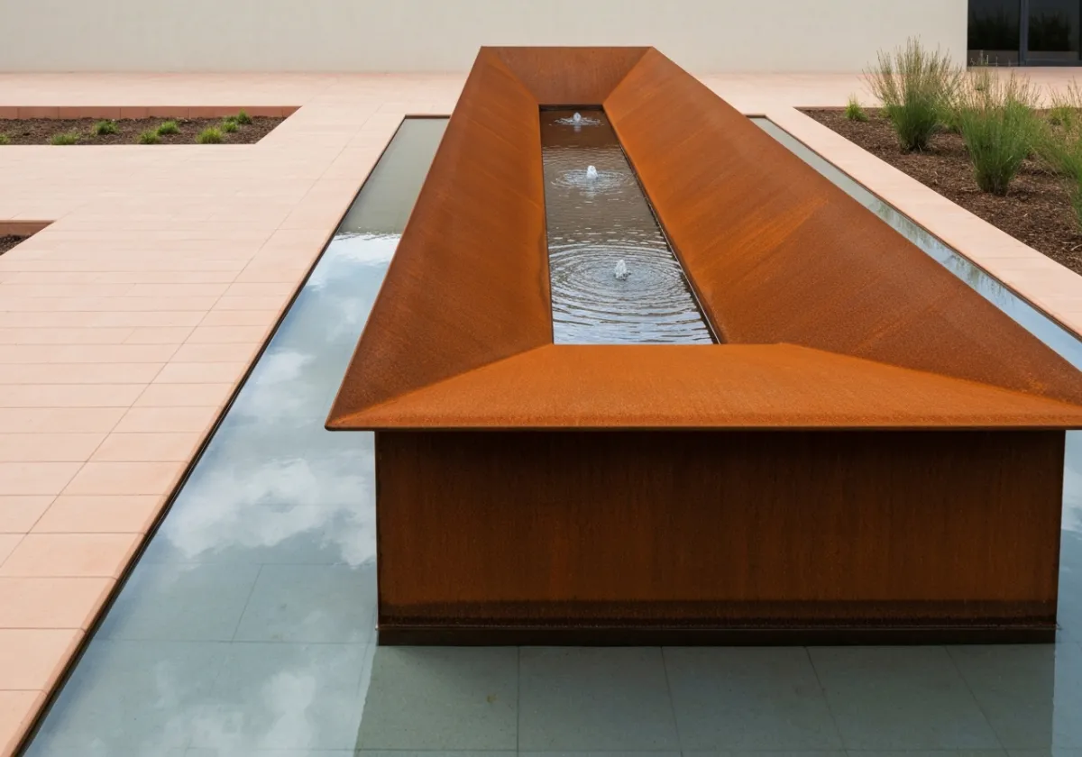 Corten Steel architectural fountain feature