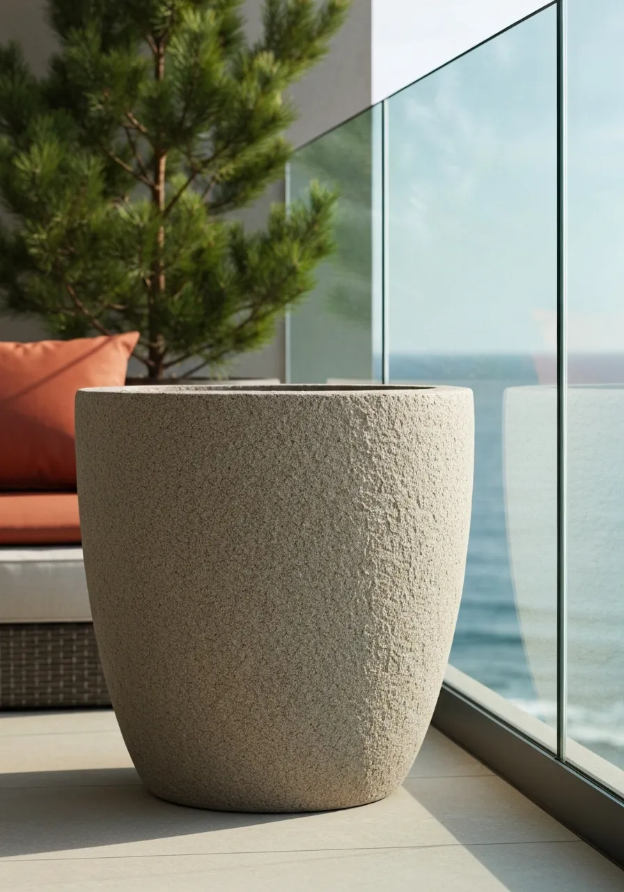 Statuary placed on a luxury condo balcony