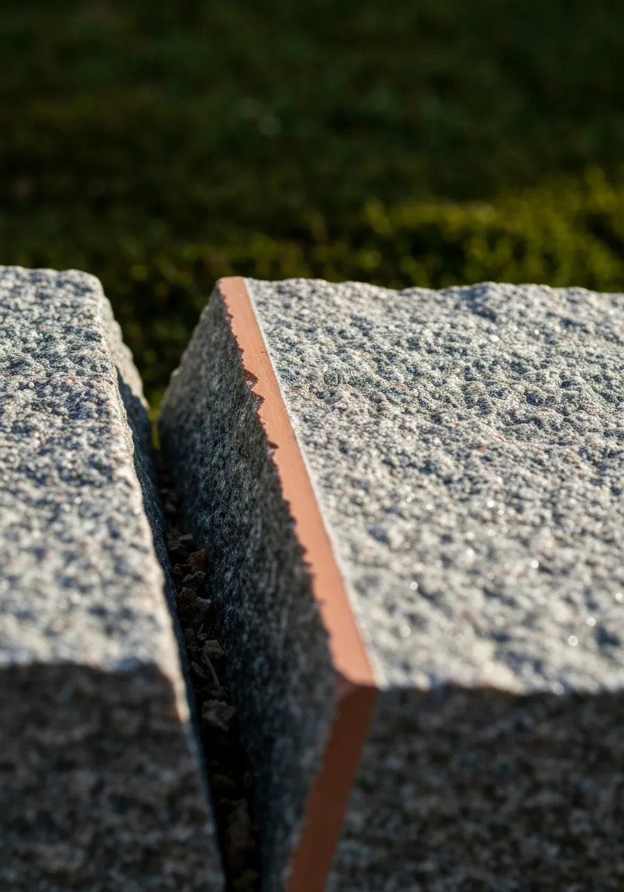 Macro crop of hand-tooled granite surface