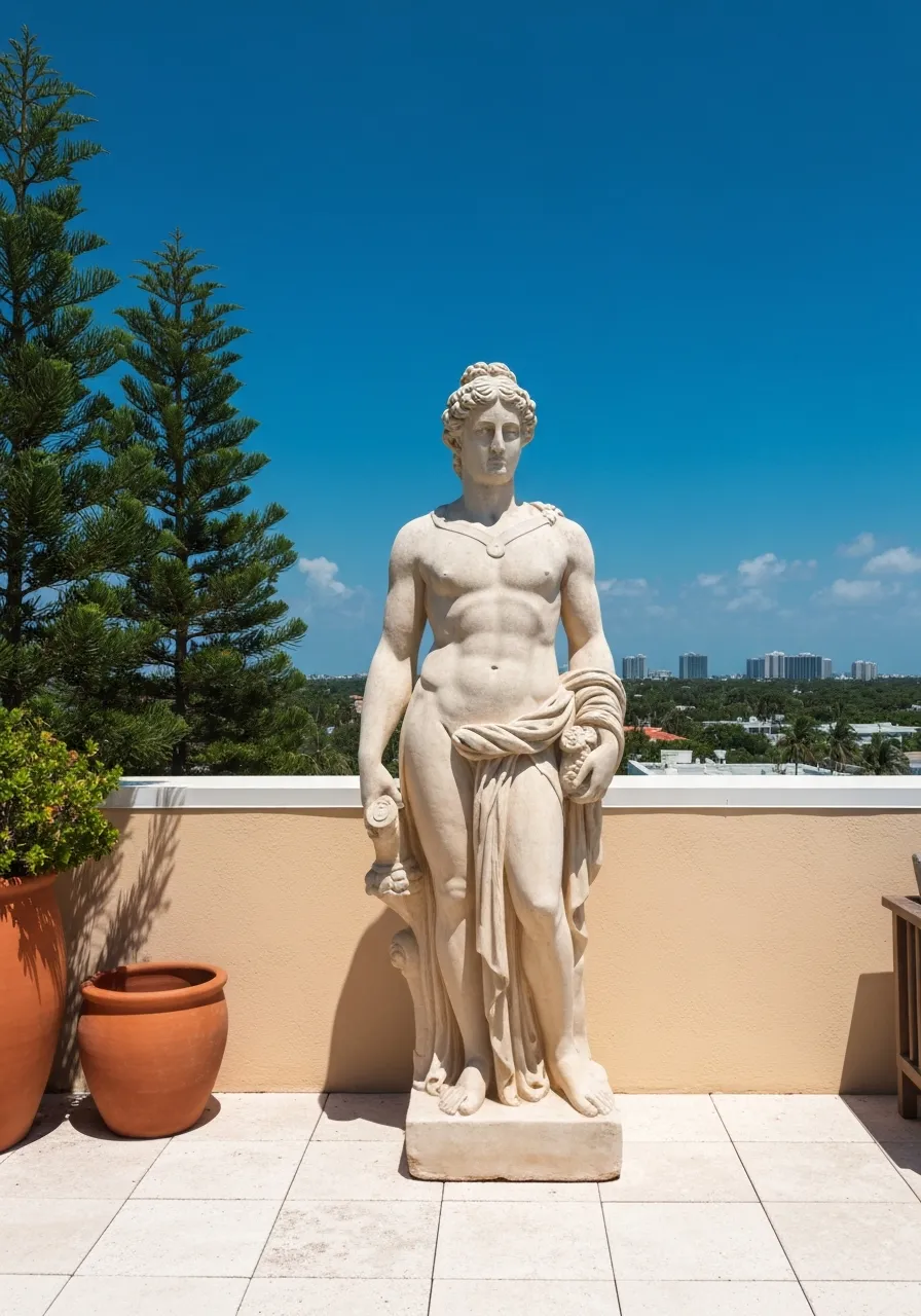 Statue in a sunny Florida garden