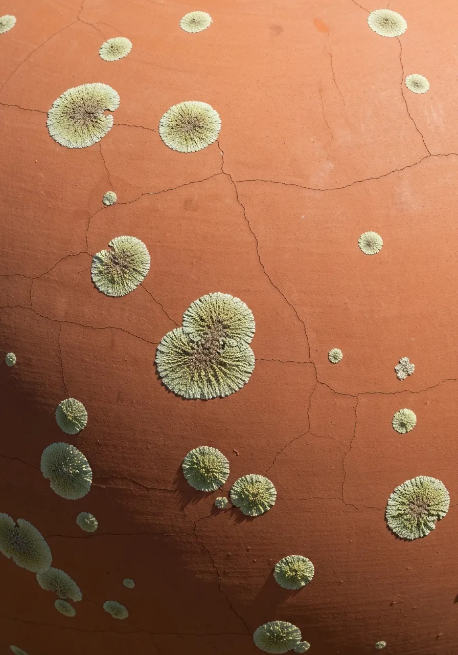 Aged patina on Mediterranean pottery