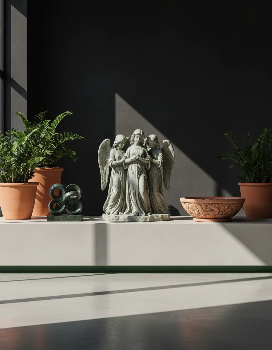 Garden statuary and outdoor art displayed at the Floral Acres Planters showroom in Boynton Beach.