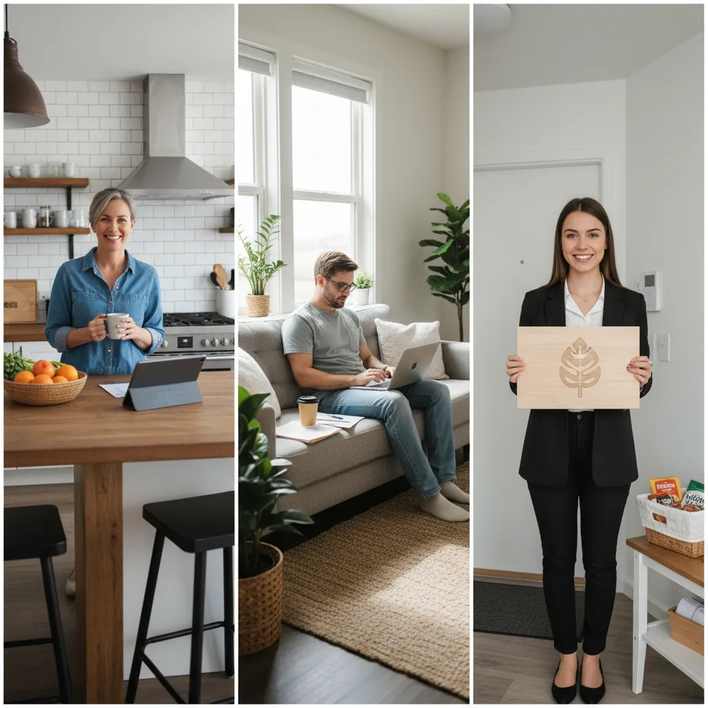 Collage of three diverse short-term rental hosts