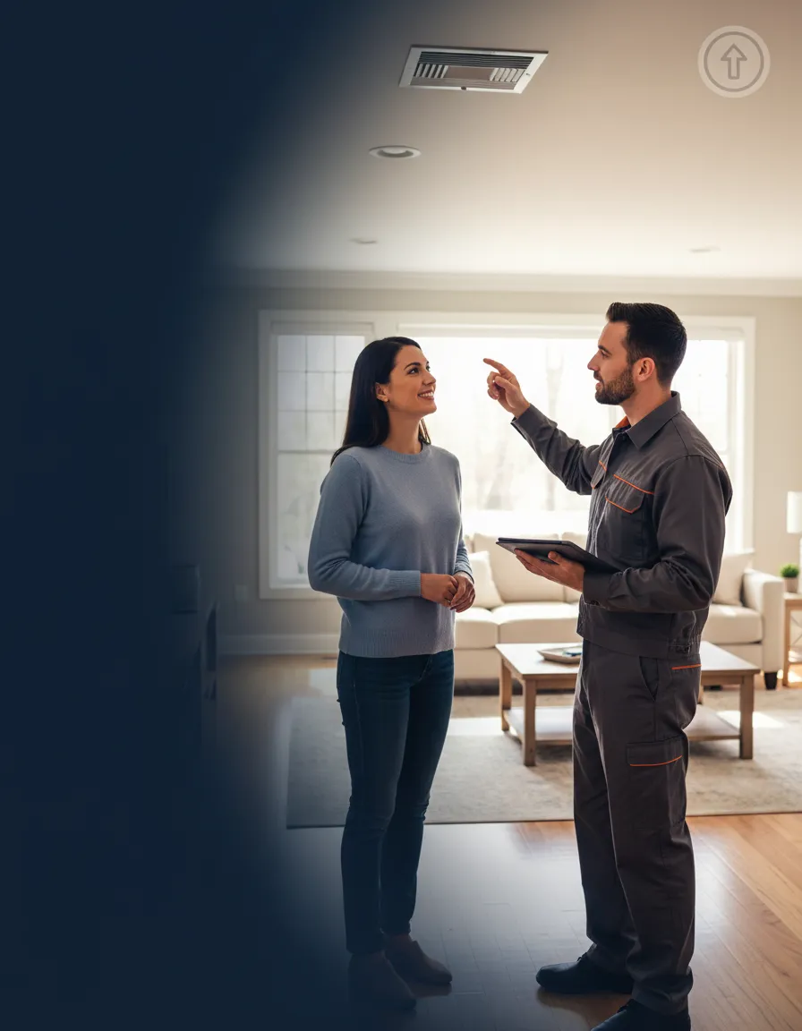 HVAC professional discussing service options respectfully with a homeowner