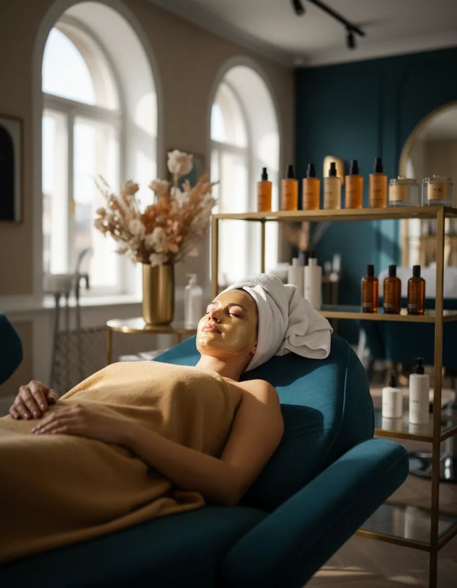 Client enjoying a luxury beauty experience