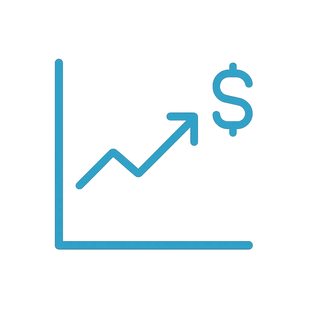 Icono de finanzas claras (gráfico ascendente).