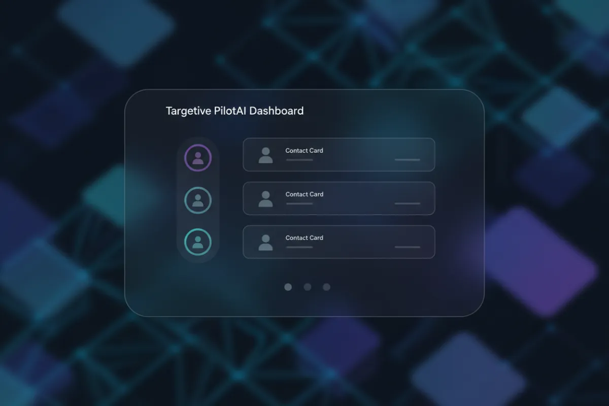 Product preview mockup showing Targetive PilotAI dashboard