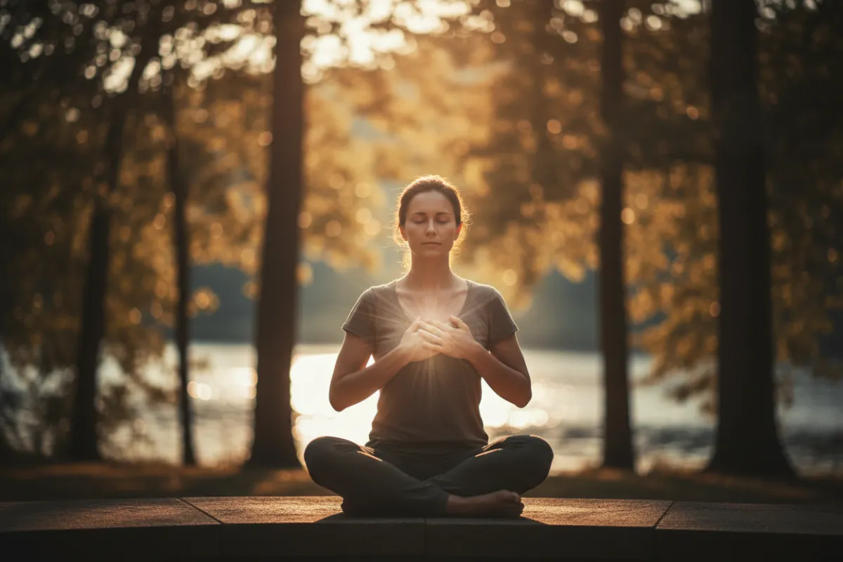 Person meditating with hands over heart in soft natural light, symbolizing working with the soul's inner wisdom.