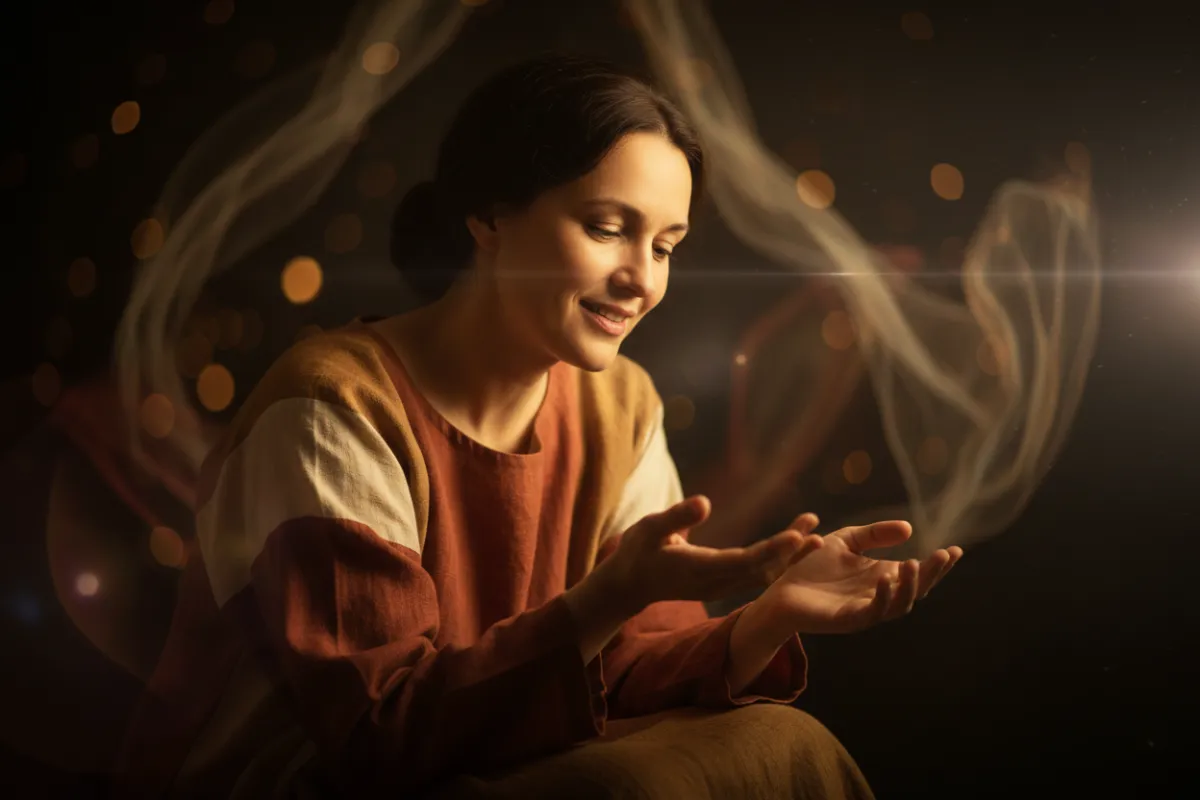 Realistic photo representing 'storytelling through the soul' — a person sharing a story with warm, soulful expression.