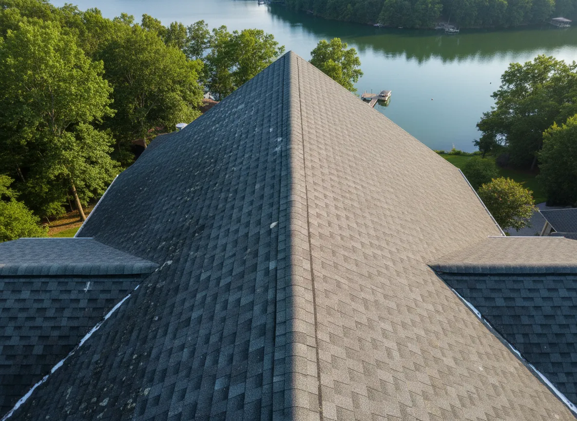 Roof soft washing Lake Keowee home