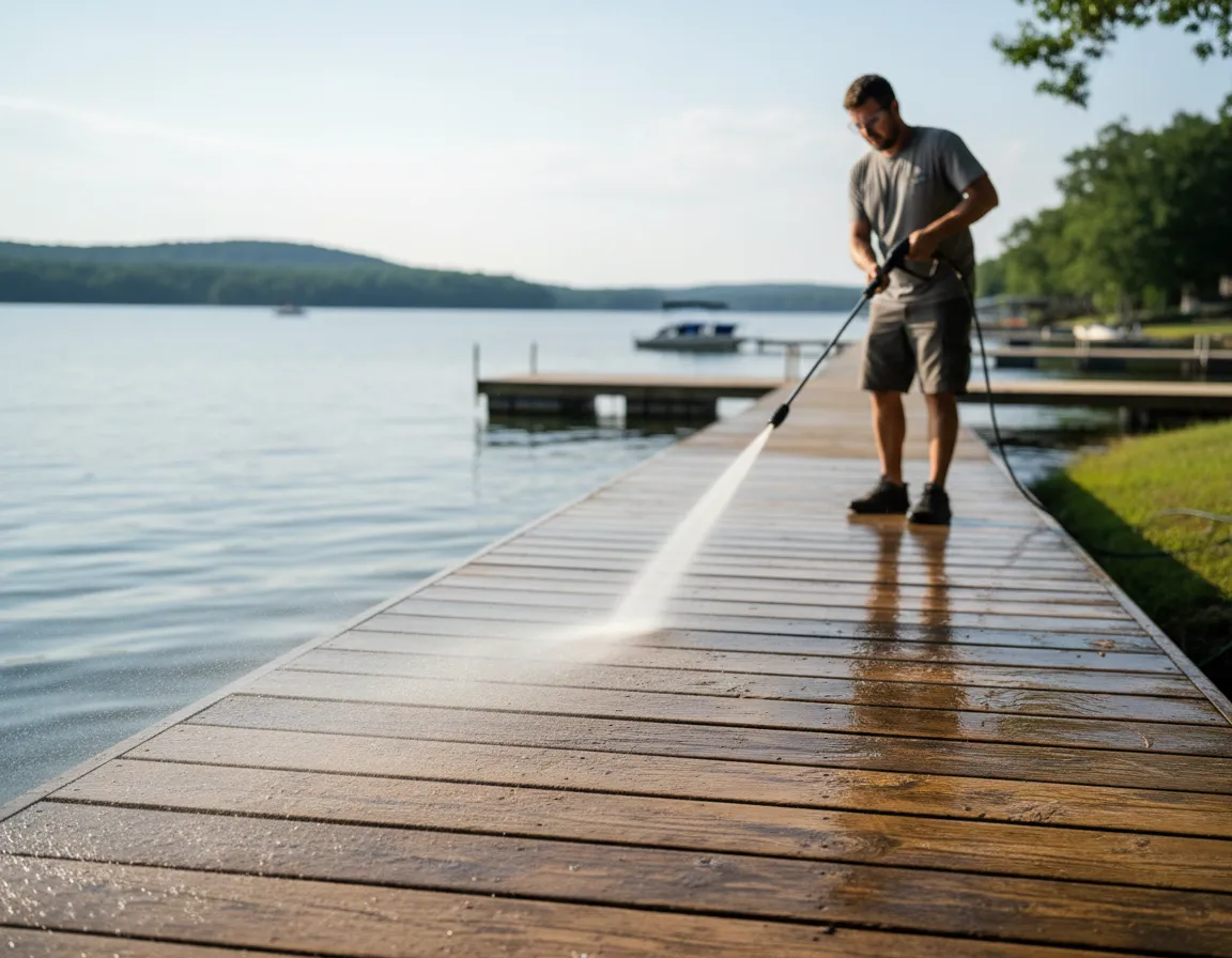 Pressure washing Lake Hartwell dock