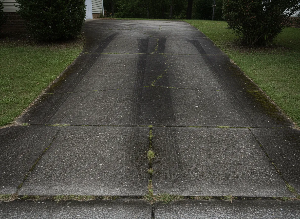 Before driveway pressure washing Anderson SC