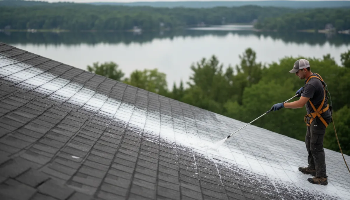 Roof soft washing service in Anderson SC