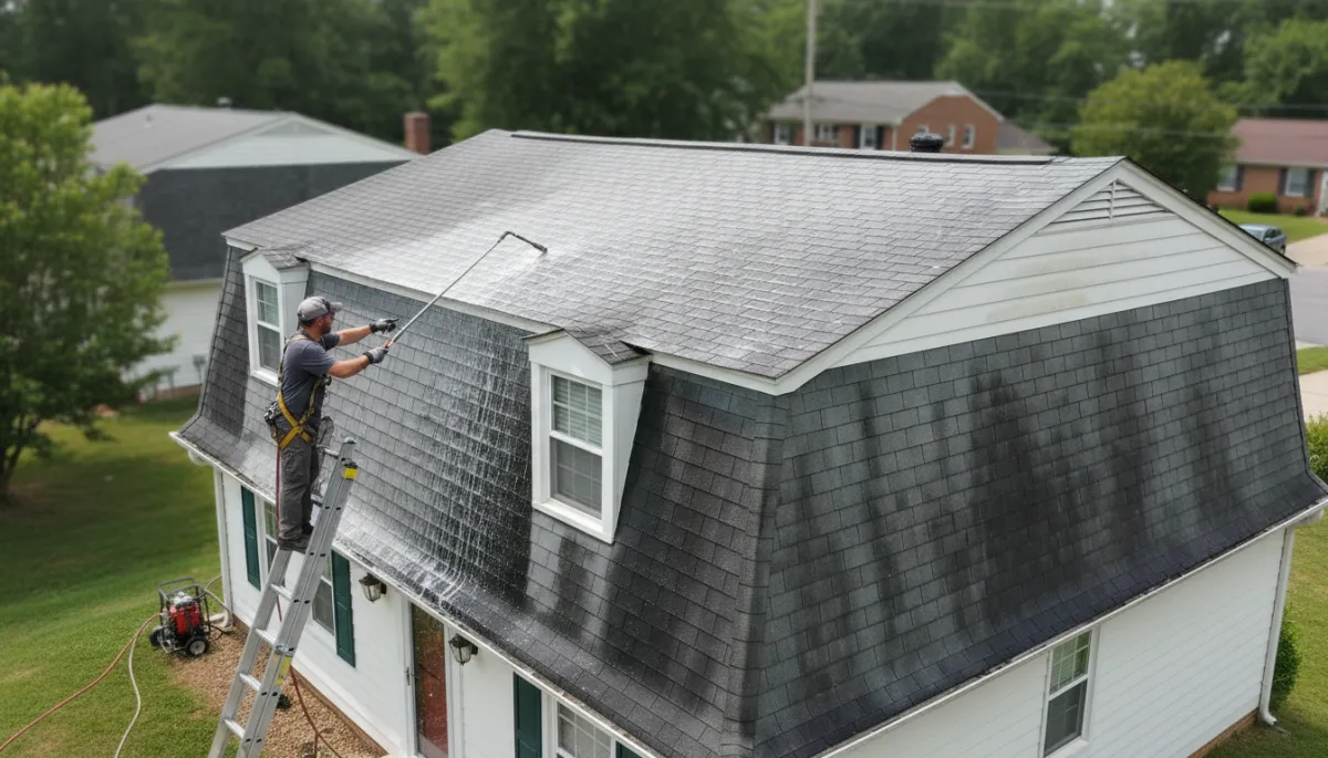 Soft washing roof in Greenville SC