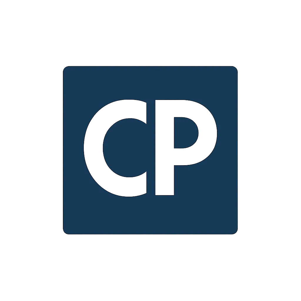 Consult Pros Healthcare Consulting logo featuring a white 'CP' in a dark square next to the brand name.