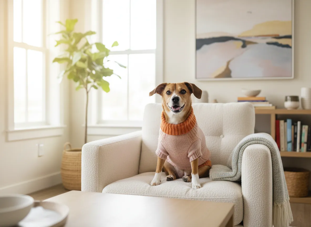 Perro usando ropa cómoda y moderna
