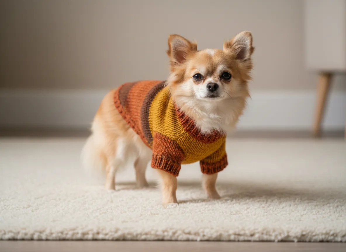Perro pequeño con suéter cómodo