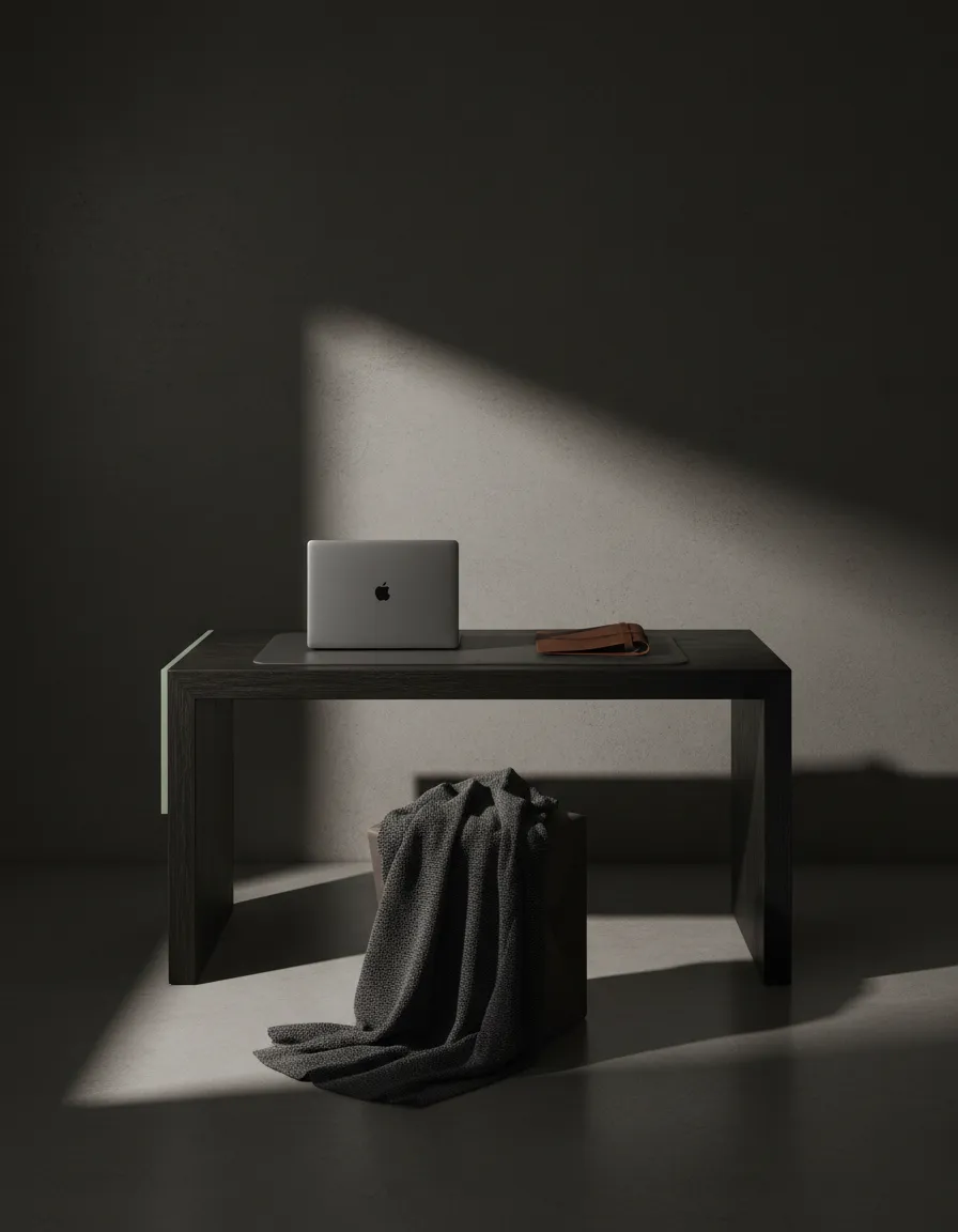Editorial dark aesthetic workspace