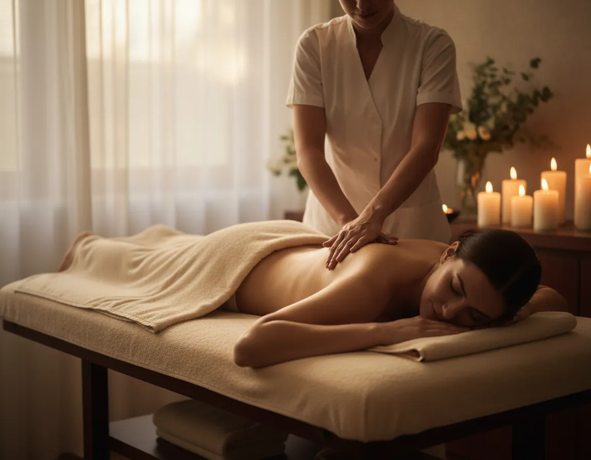 Relaxing Swedish massage in a spa setting