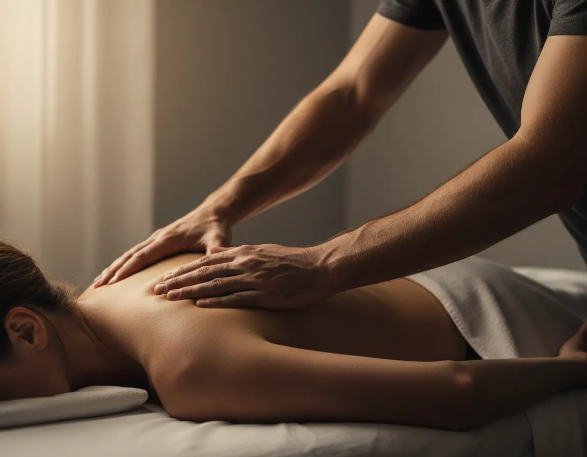 Deep tissue massage focused on back muscles