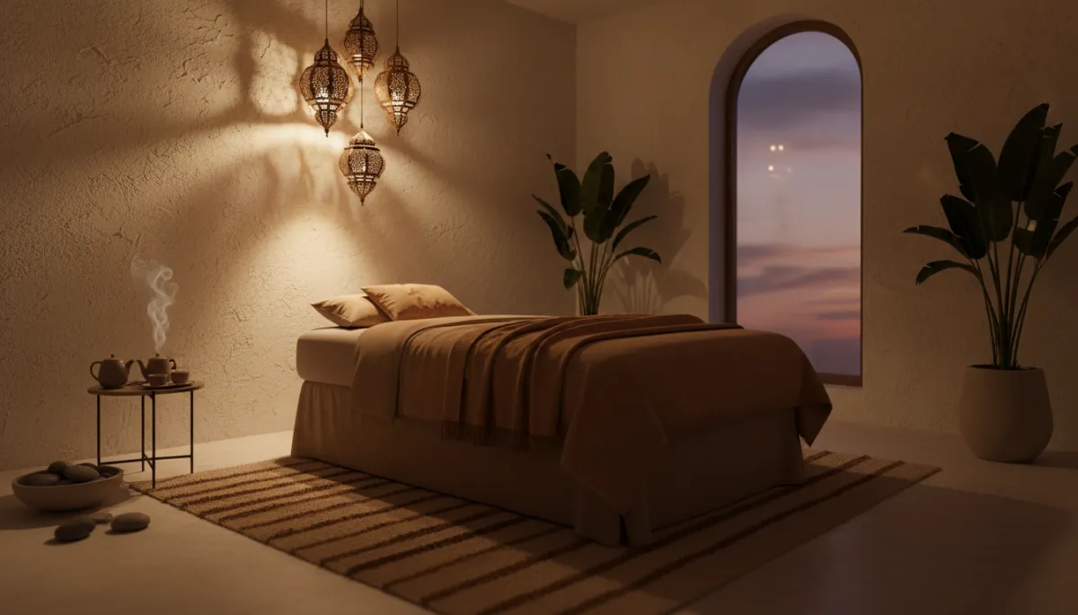 Team of professional massage therapists standing together in a calm reception area.