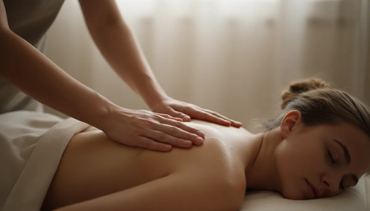 Close-up of relaxation Swedish massage on shoulders