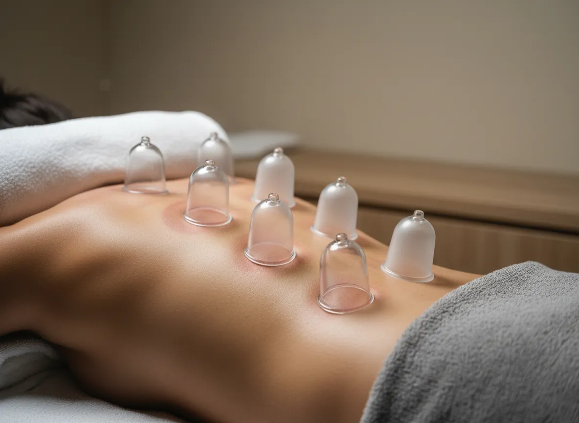 Glass cupping therapy on back