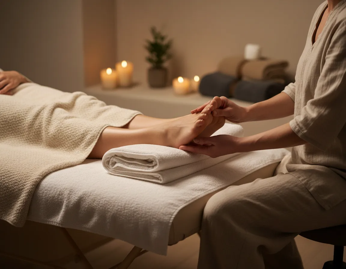 Reflexology foot massage in spa