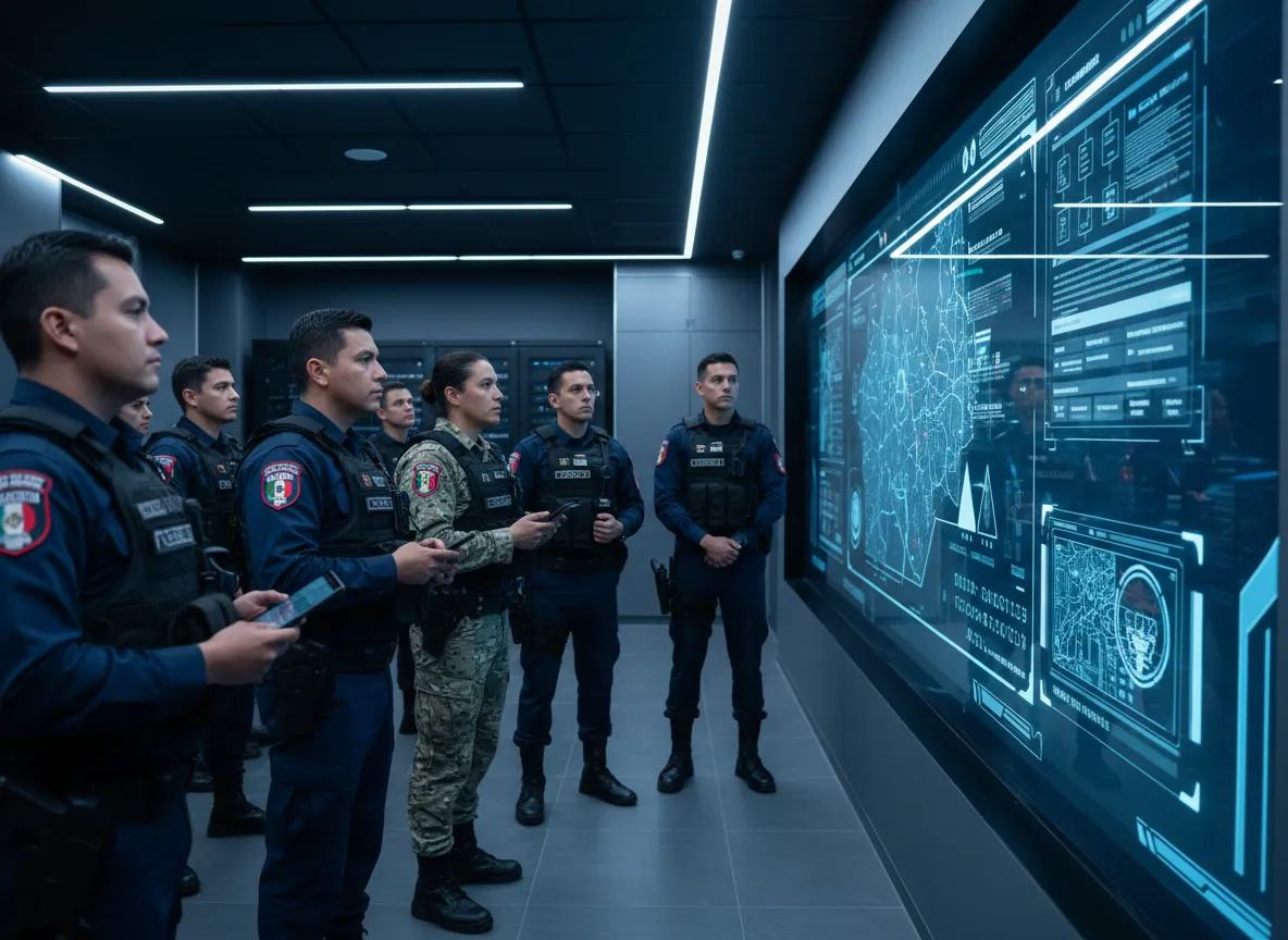 Elementos policiales viendo contenido digital de capacitación