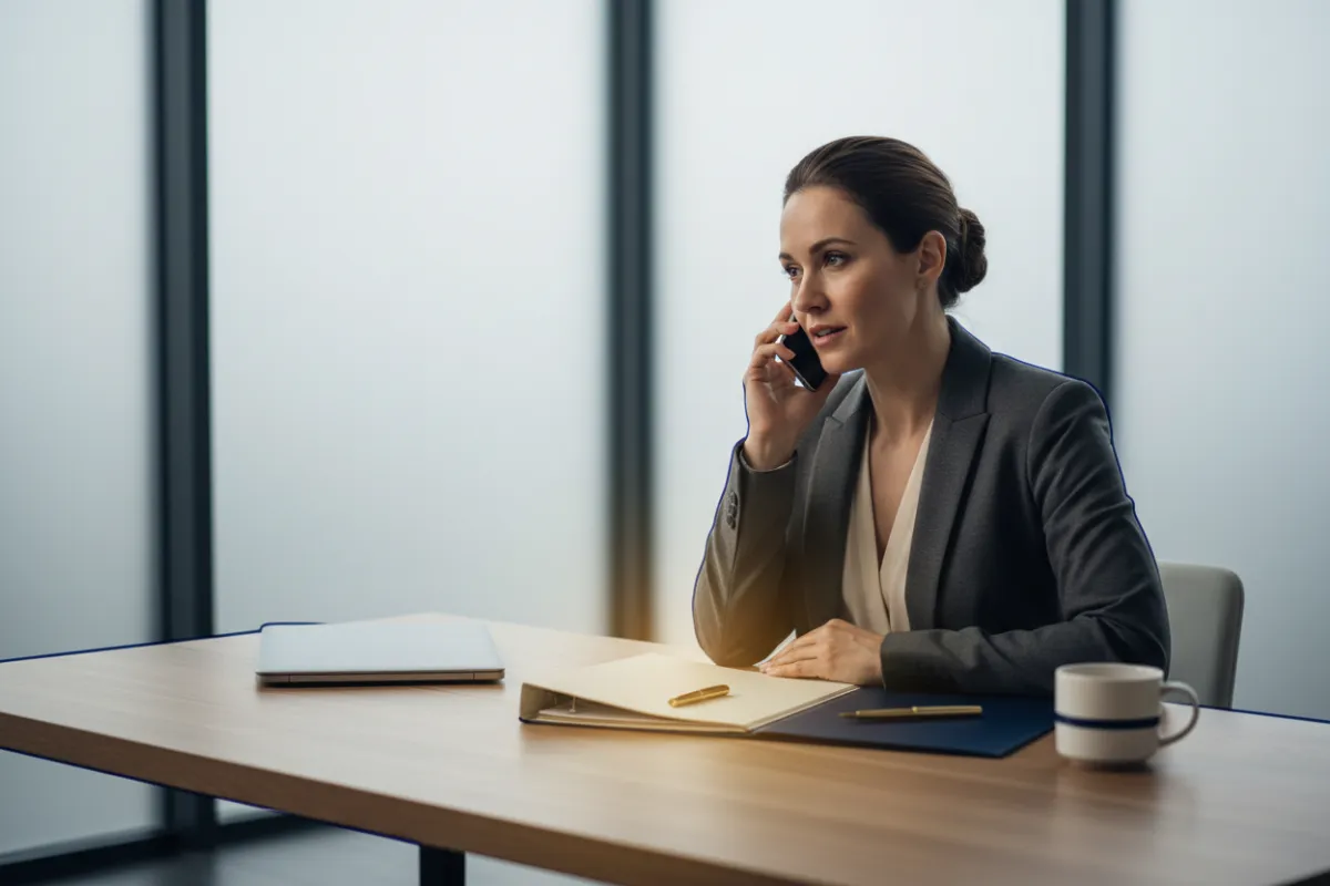 Professional referral partner discussing a housing referral on the phone