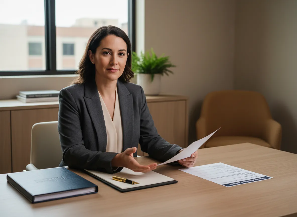 Professional case manager reviewing housing referral information