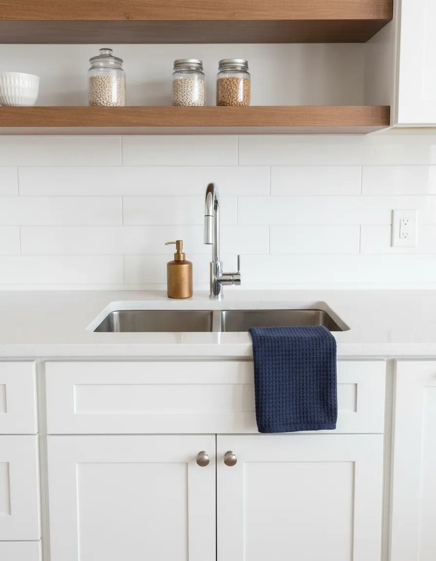 Tidy residential kitchen or bathroom area