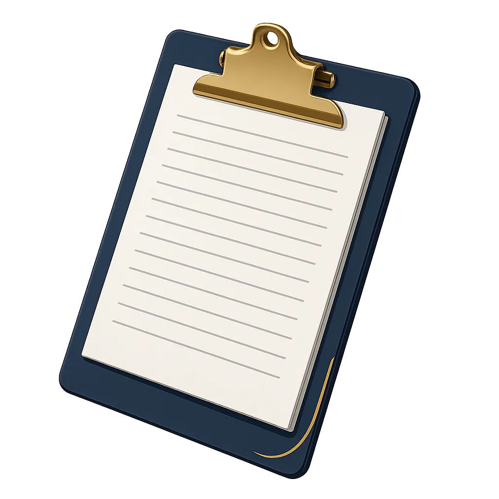 Professional communication illustration featuring a house, clipboard, and email confirmation symbols