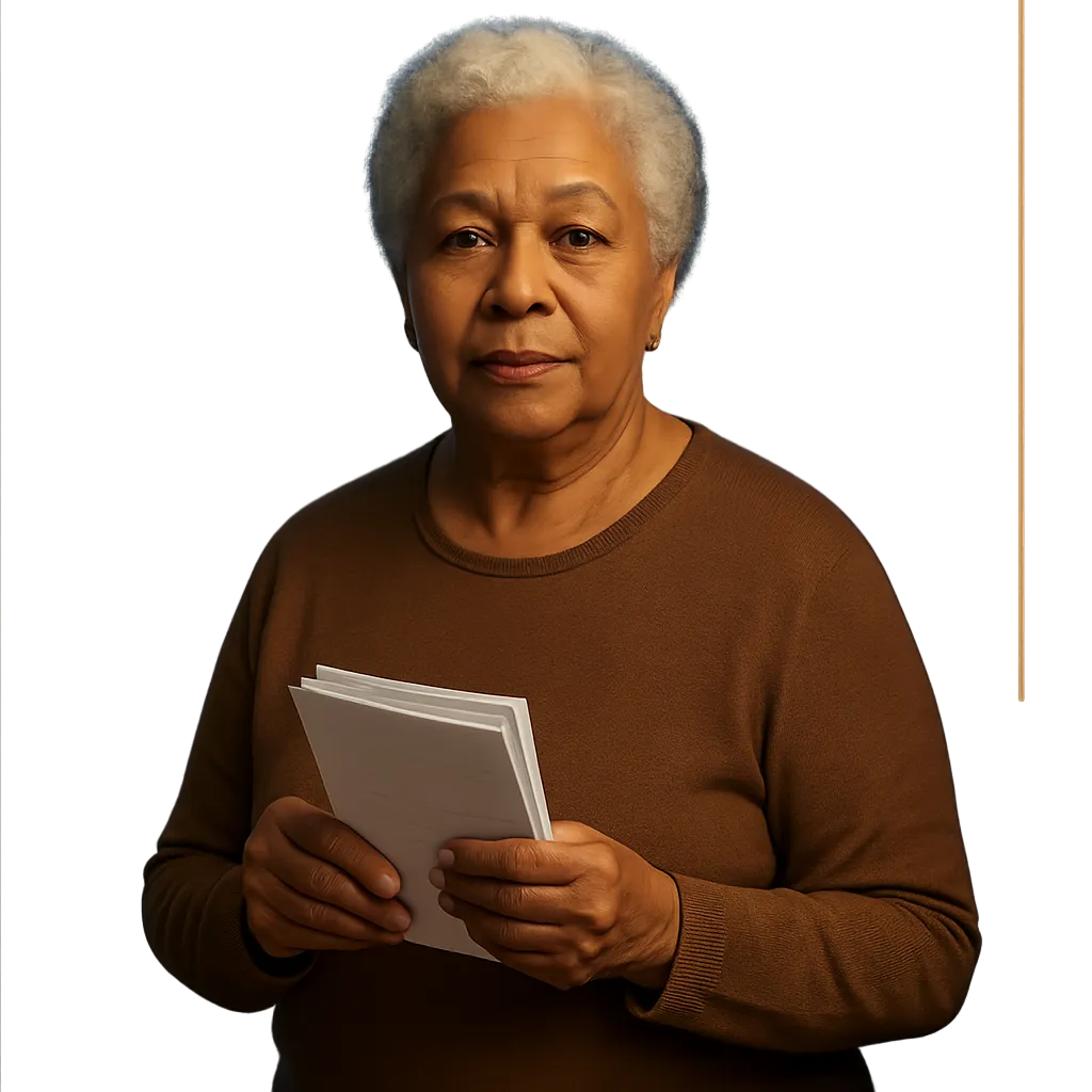 Dignified portrait of an adult on a fixed income